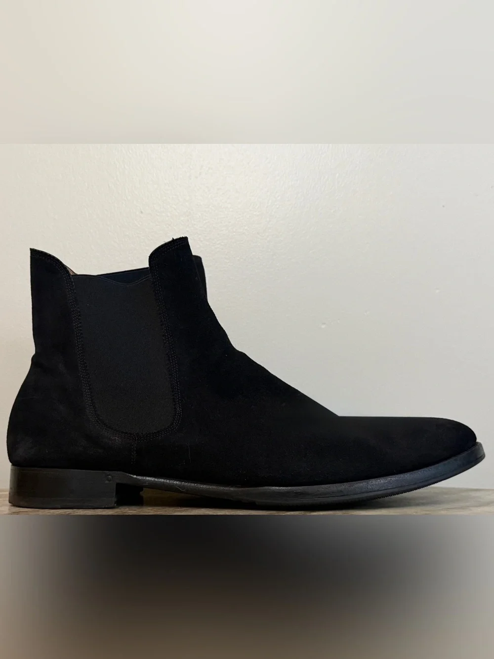 Ralph Lauren Purple Label Suede Chelsea Boots 13 D Black Italy Pull On $1500